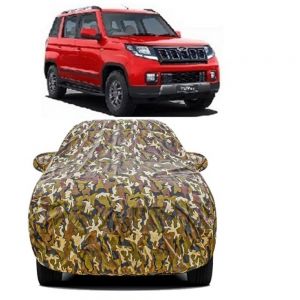 Waterproof Car Body Cover Compatible with TUV-300 with Mirror Pockets (Jungle Print)